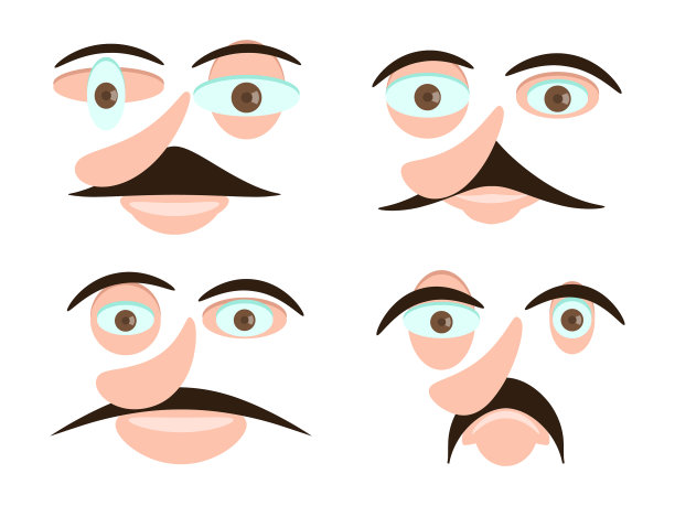 在卡通风格中有小胡子的男人图片下载