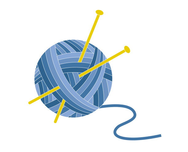 蓝色纱线和针孤立图片下载