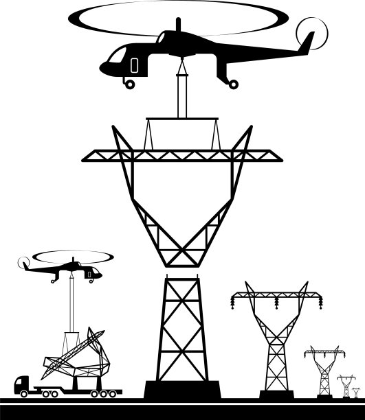 直升机安装电杆图片下载
