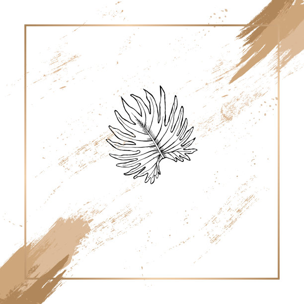 简单的米色框架与花卉草图图片下载