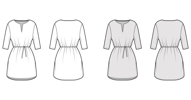 配以领带、肘袖、超大身材、超短裙、开衩领口的技术时尚束腰上衣图片下载