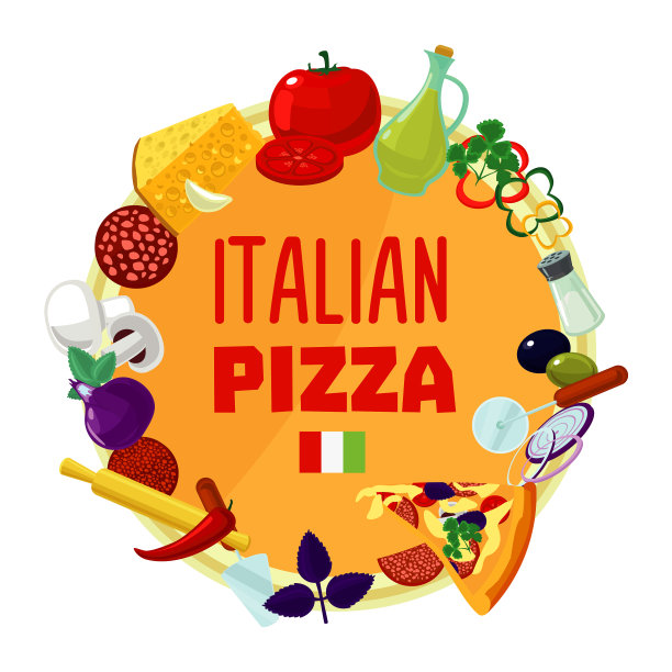 意大利披萨配料圆概念图片下载