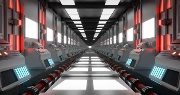 3d渲染科幻走廊。图片下载