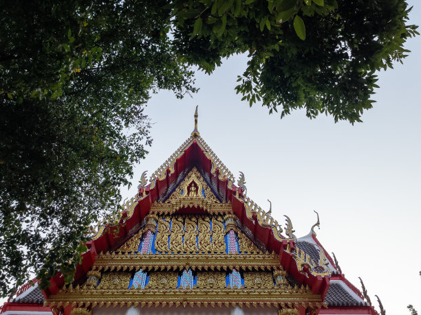 庙旁亭树。图片下载