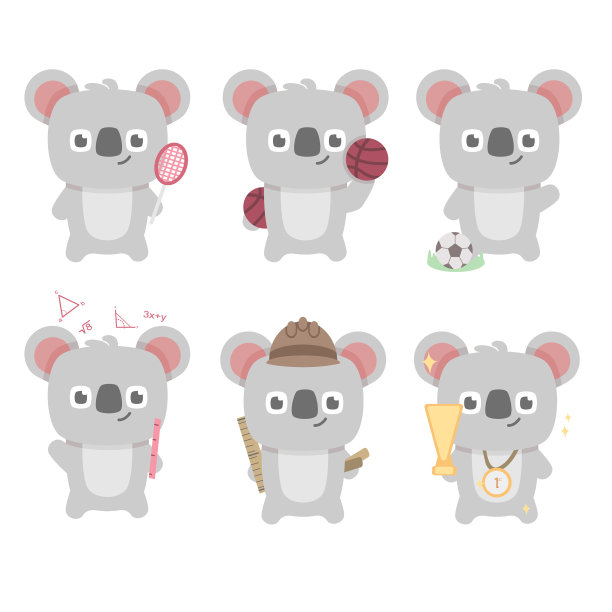 考拉角色集收集吉祥物可爱的动物图片下载