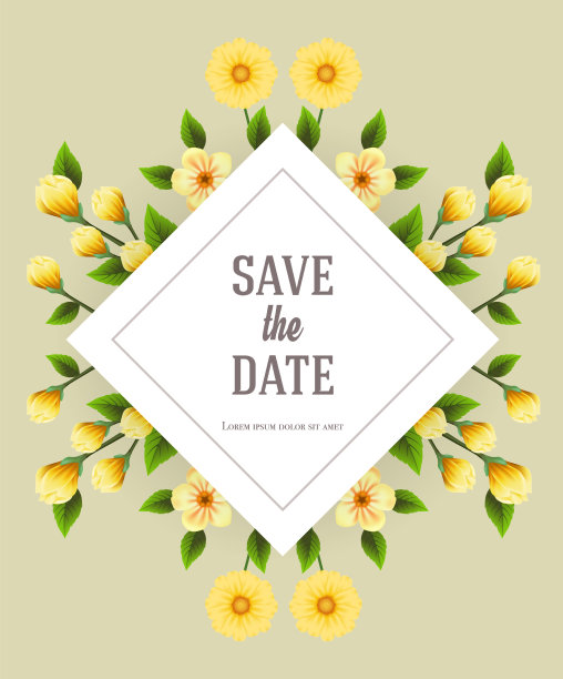 保存日期设计模板与黄花图片下载