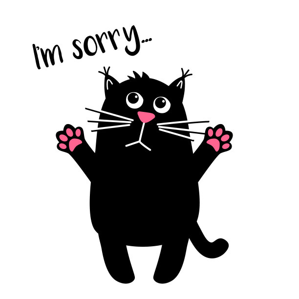 悲伤可爱的猫与文字我很抱歉卡哇伊黑图片下载