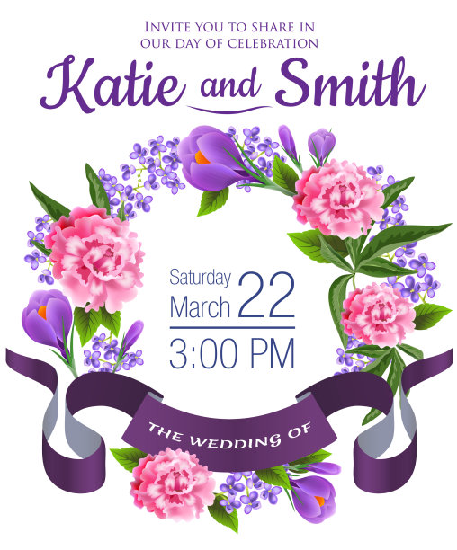 婚礼用雪花莲保存日期设计图片下载