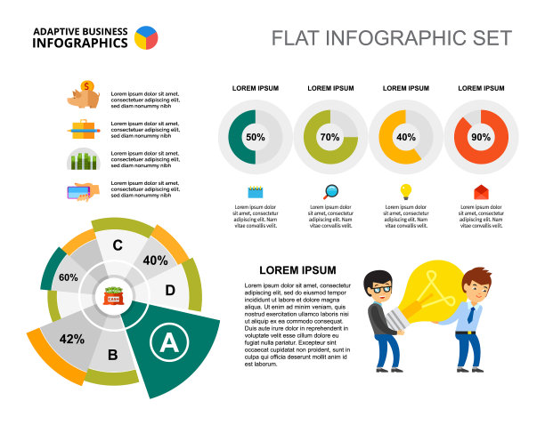 商业创意饼和甜甜圈图表模板图片下载