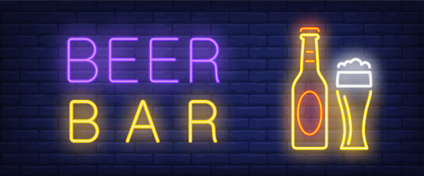 酒吧霓虹风格的横幅图片下载