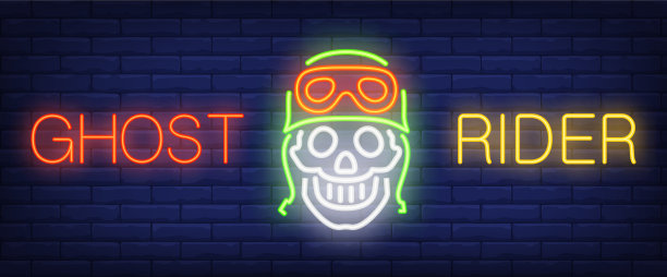 幽灵骑士霓虹文字头盖骨头盔和图片下载