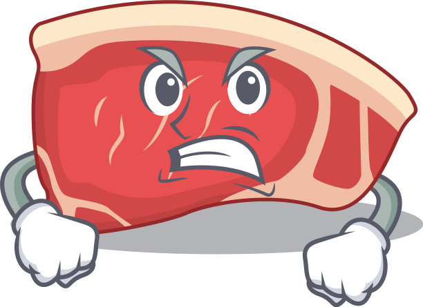 一幅卡通牛腰肉图片，上面有一张愤怒的脸图片下载