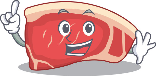 牛腰肉漫画设计风格与一个手指图片下载