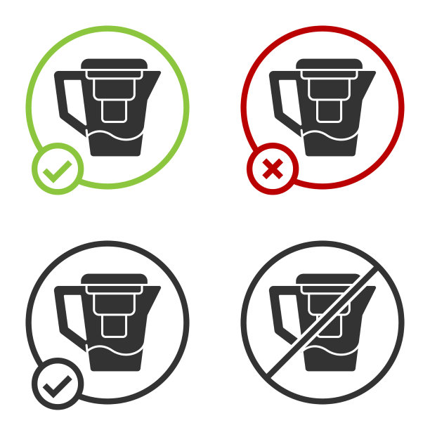 黑色水罐与过滤器图标隔离图片下载