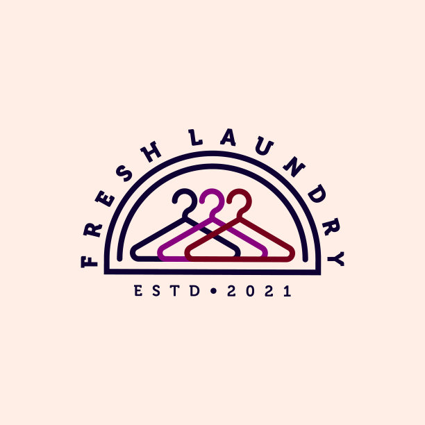 衣架洗衣极简线条艺术标志设计图片下载