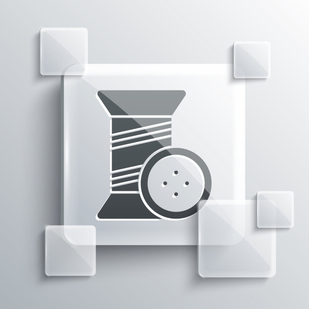 线轴和按钮图标上的灰色缝纫线图片下载