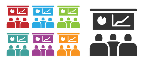 黑色培训演示图标孤立图片下载