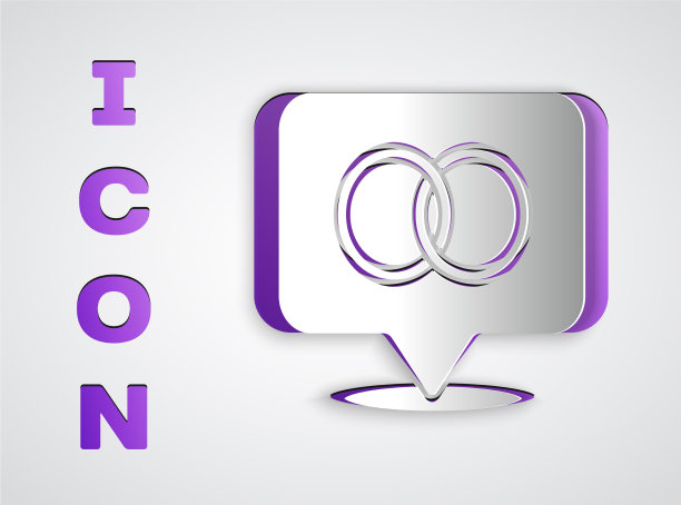 剪纸结婚戒指图标孤立在灰色图片下载