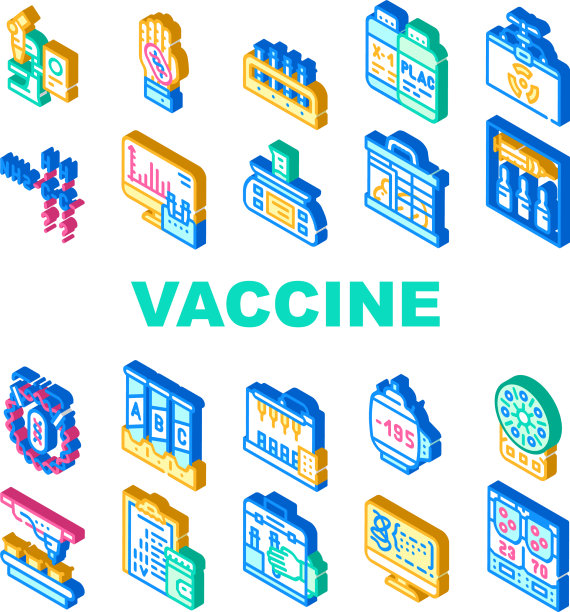 疫苗生产收集图标集图片下载