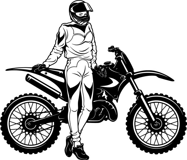 性感的女孩和摩托车越野摩托车-耐力图片下载