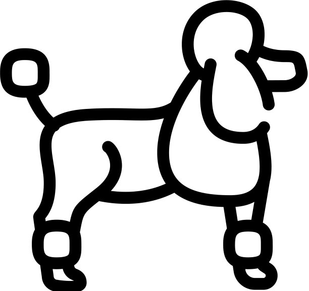 狗狮子狗线图标平坦图片下载