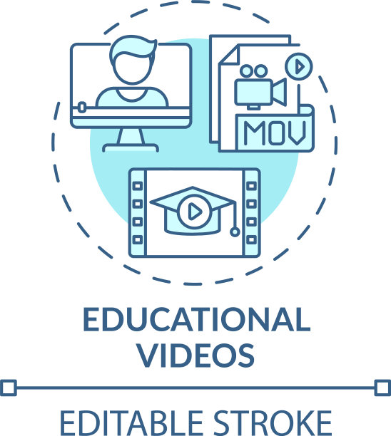教育视频概念图标图片下载