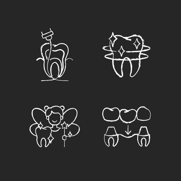 牙科器械粉笔白色图标设置为黑色图片下载