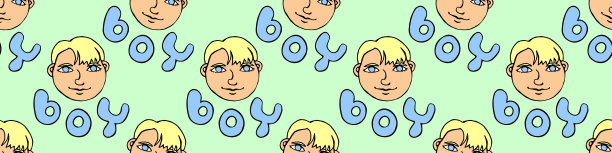 无缝模式与卡通脸矢量男孩和字母。手绘涂鸦的孩子们的头。幼稚的纹理背景下图片下载