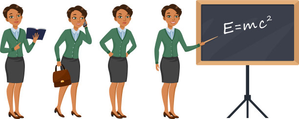 不同姿势的女教师角色集图片下载