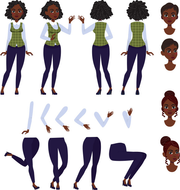 平面图标设置黑色女士图片下载