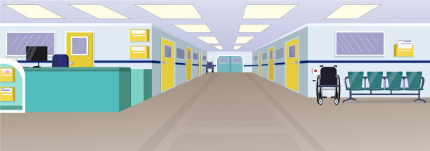 医院大厅，走廊有接待门图片下载