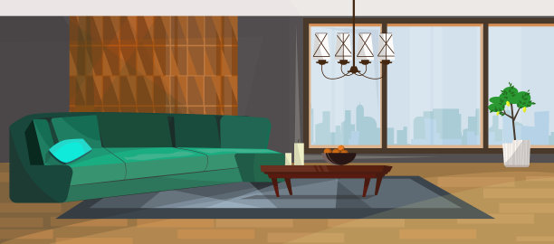 豪华客厅，全景窗户图片下载