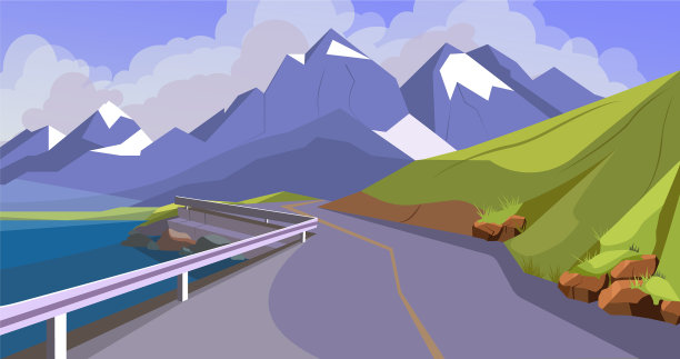 有栏杆的山路图片下载