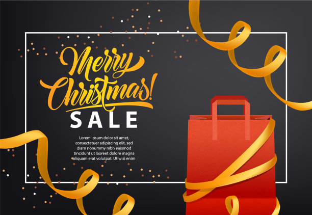 圣诞快乐促销海报设计购物袋图片下载