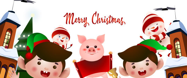 圣诞派对传单设计卡通精灵图片下载