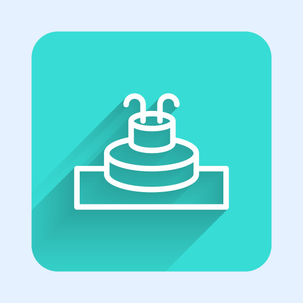 白色线喷泉图标孤立与长阴影图片下载