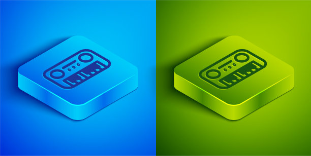 等距线玩具钢琴图标孤立在蓝色和图片下载