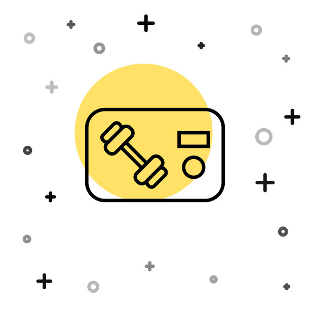 黑线健身俱乐部健身卡图标孤立上图片下载