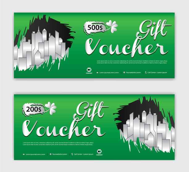 绿色礼券模板-折扣礼券图片下载