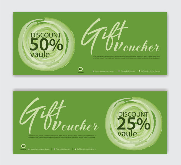 绿色礼券模板-折扣礼券图片下载