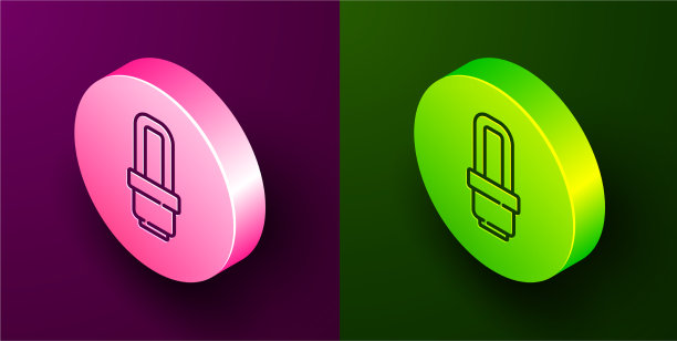 等距线led灯泡图标隔离图片下载