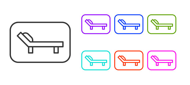黑线太阳床图标孤立在白色图片下载