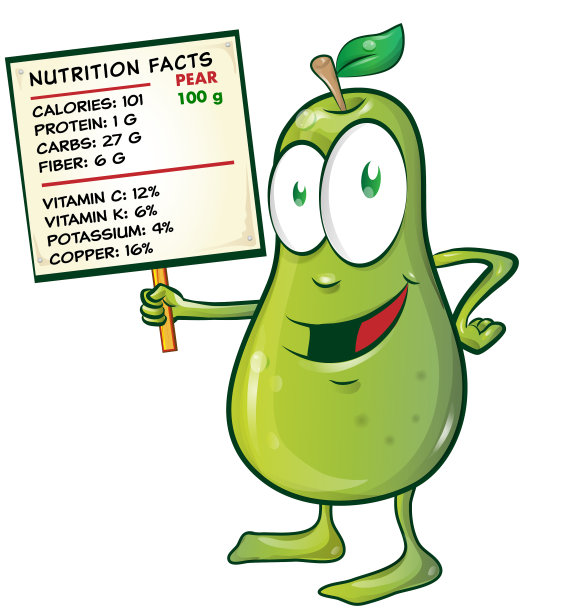 广告牌上有营养成分的梨漫画图片下载