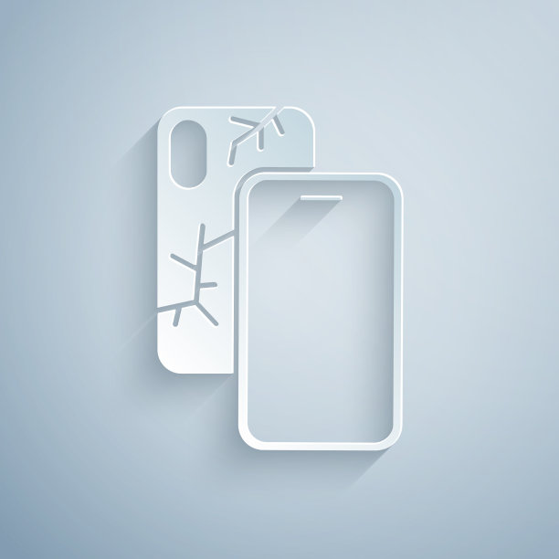 被纸割伤的智能手机和破碎的屏幕图标图片下载