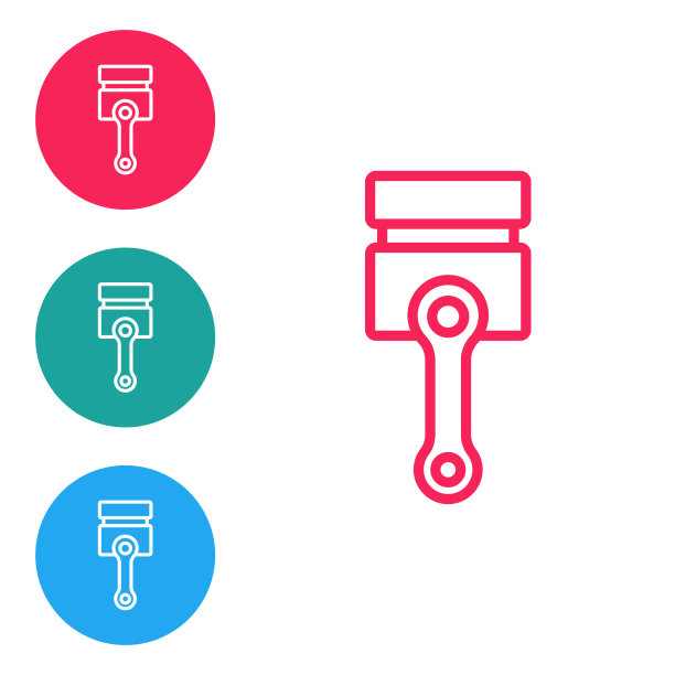 红色线发动机活塞图标隔离在白色图片下载