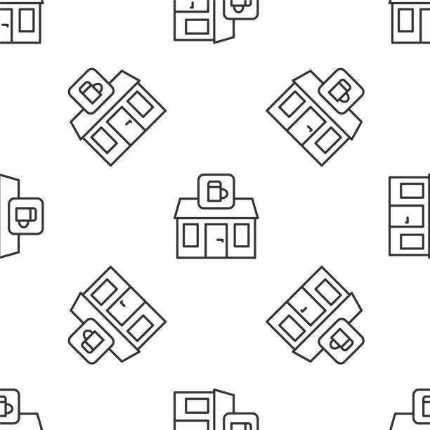 灰色线商店建筑啤酒店图标图片下载