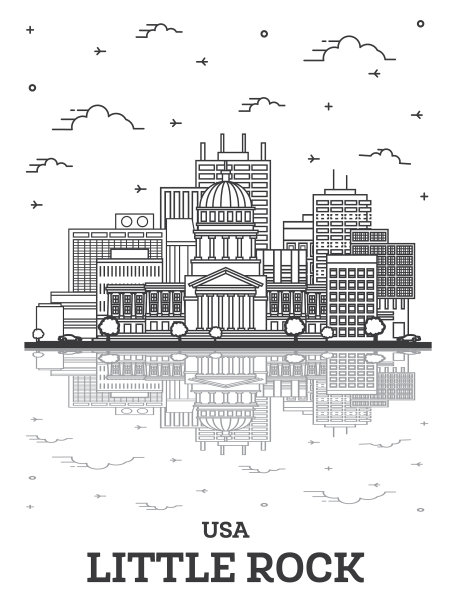 勾勒出美国阿肯色州小岩石城市的轮廓线图片下载