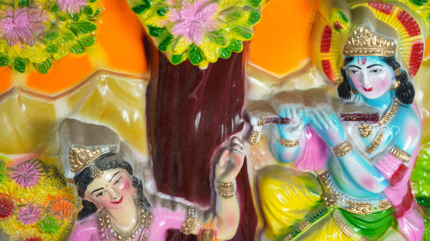 寺庙中的印度教罗陀神和克里希纳神像图片下载