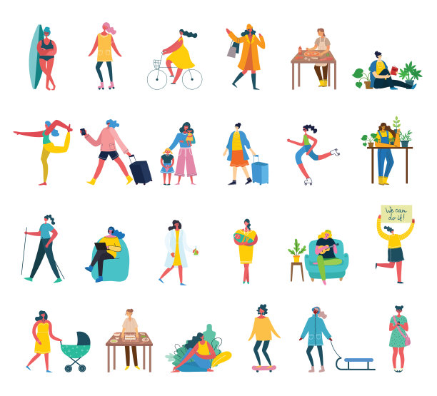 让妇女与不同的标志-书工作图片下载