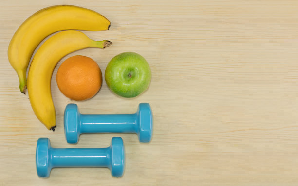 健康食品和健身概念木背景-摄影图片下载